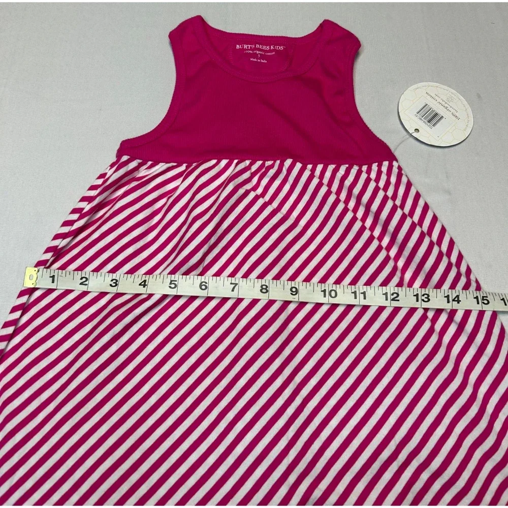 Burts Bees Kids Pink Striped Organic Cotton Maxi Dress Size 5 NWT